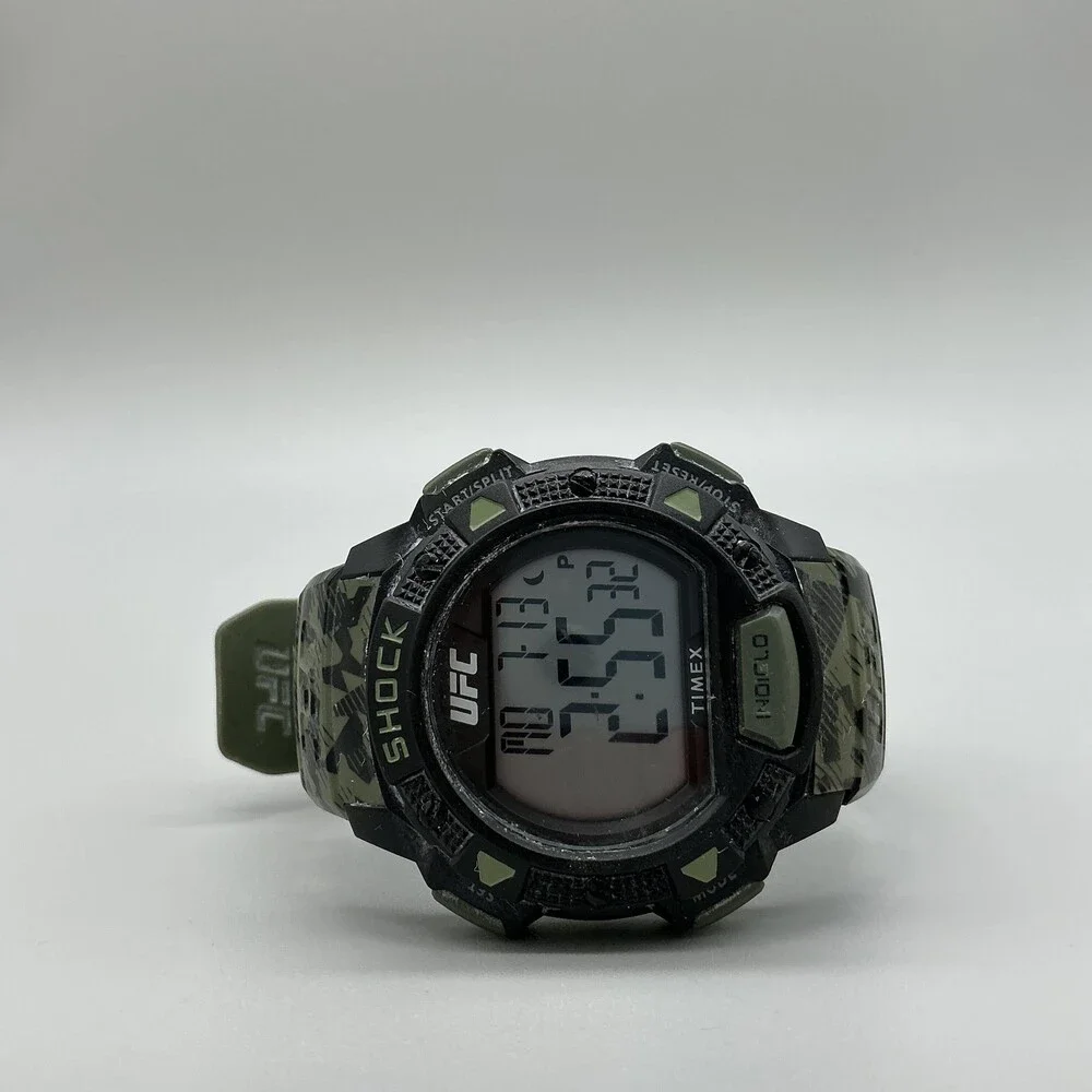 Timex UFC TW4B27500 Mens Watch 45mm Digital Shock Gray Camo Green Resin 100M